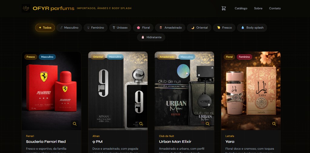 Preview OFYR parfums — catálogo de perfumes importados e árabes